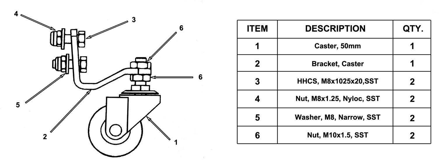 2100200 caster parts chart